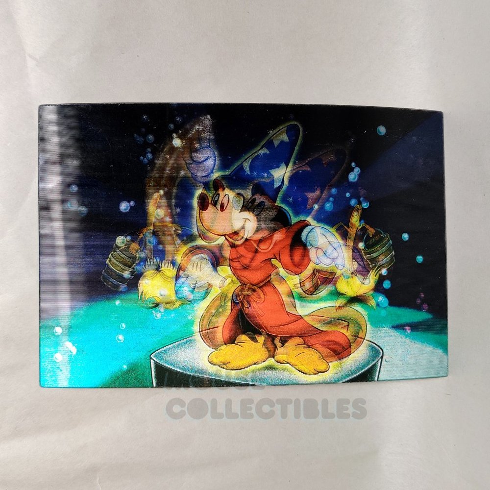Disney Parks Fantasia Lenticular Postcard Sorcerer Mickey Magician Disneyland